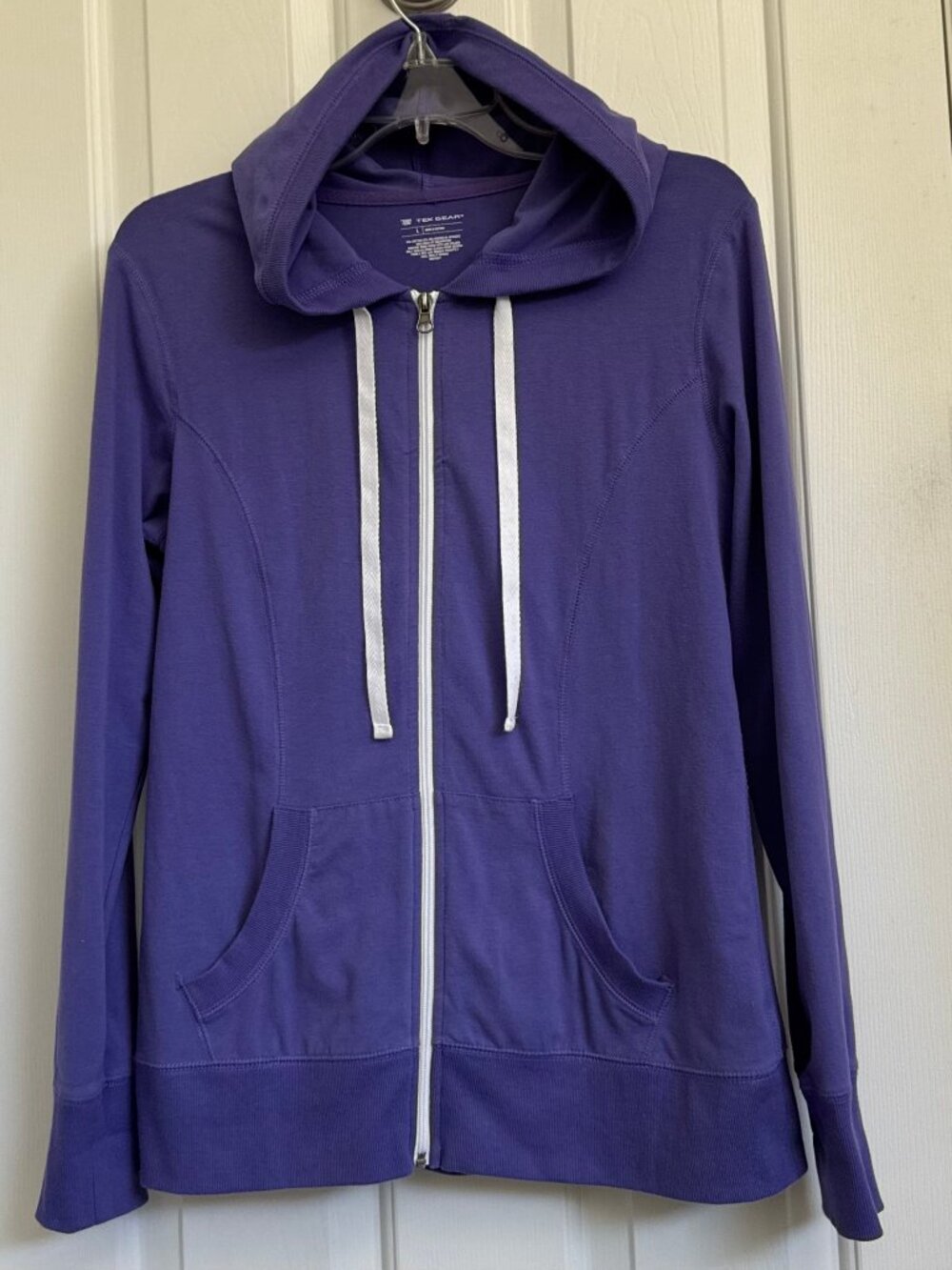 Tek Gear Purple Zip Up Hoodie Athletic Jacket Sweatshirt Top Women’s Sz L